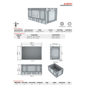 60 Litre Foldabe Storage Box, Stackable, Dimensions