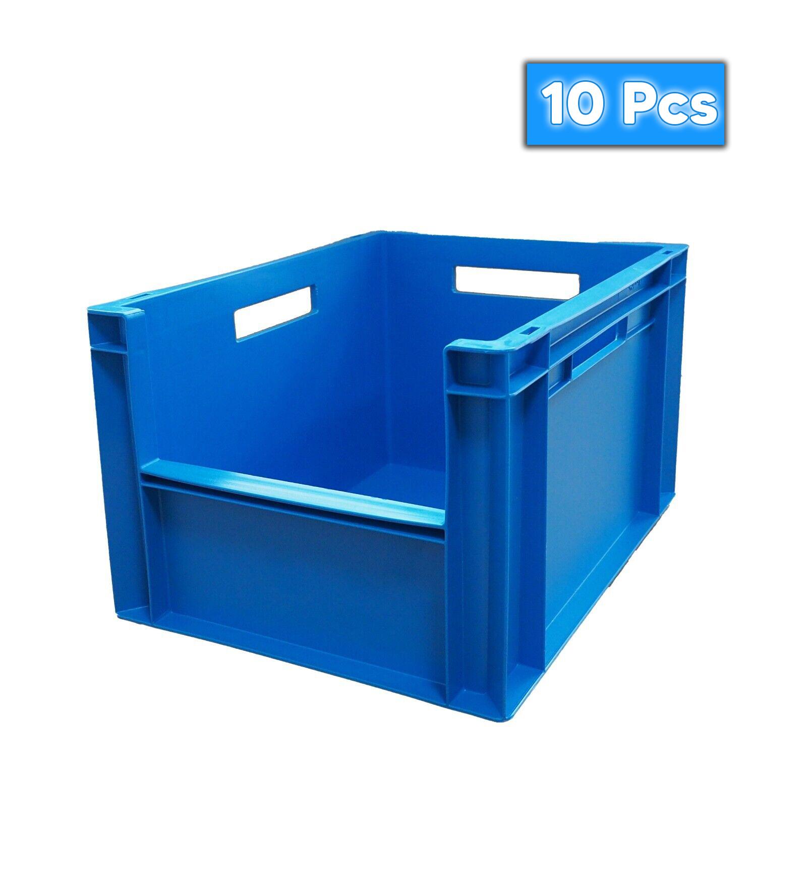 10x 20 Litre Stacking Storage Box, Heavy Duty Plastic Pick Box, 400x300x230(h) mm