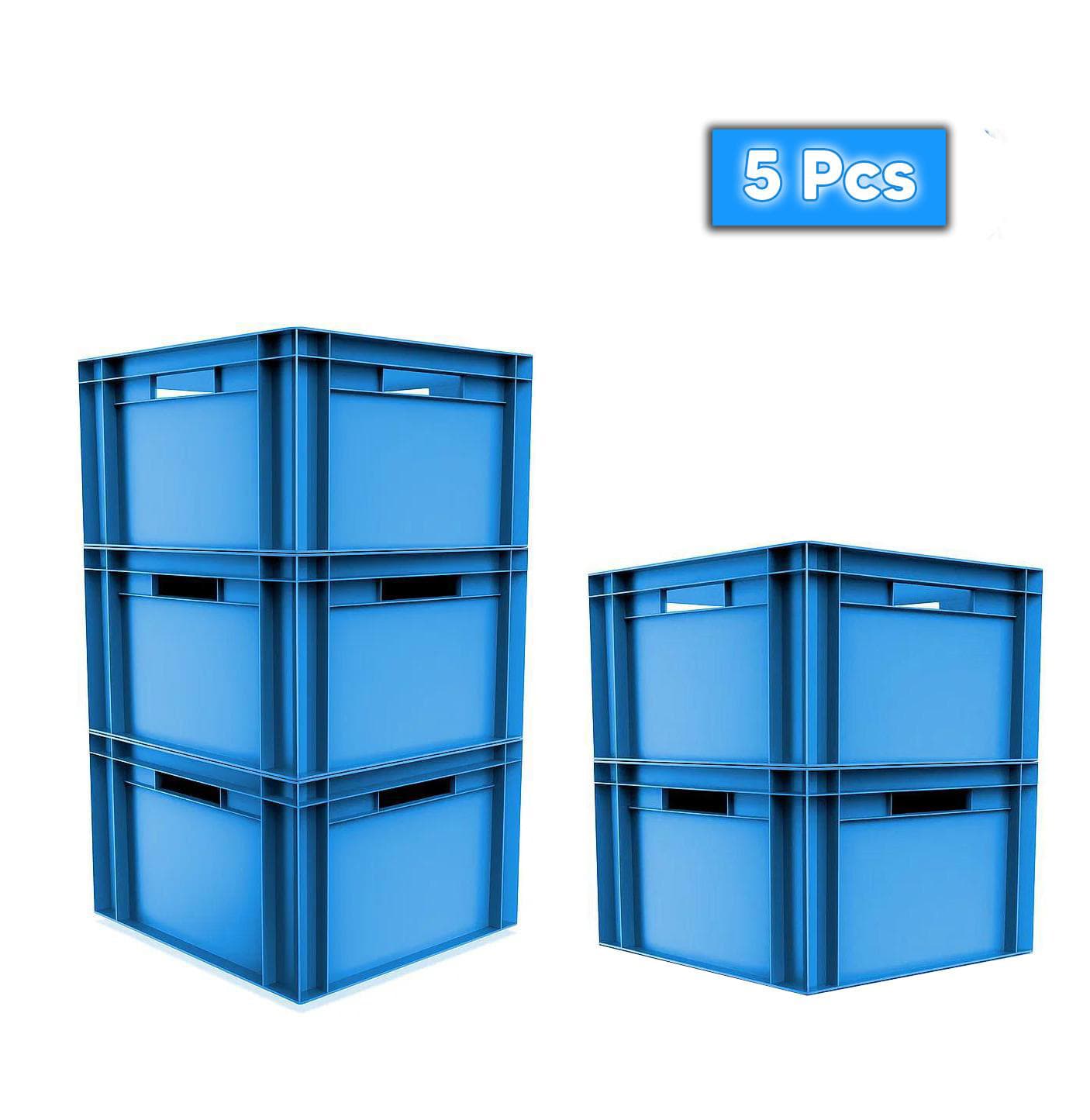 5x 20 Litre Stacking Storage Boxes, Plastic Storage Container, 400x300x230(h) mm