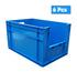 6x 63 Litre Stacking Storage Box, Heavy Duty Plastic Container, Pick Box, 600x400x340(h) mm