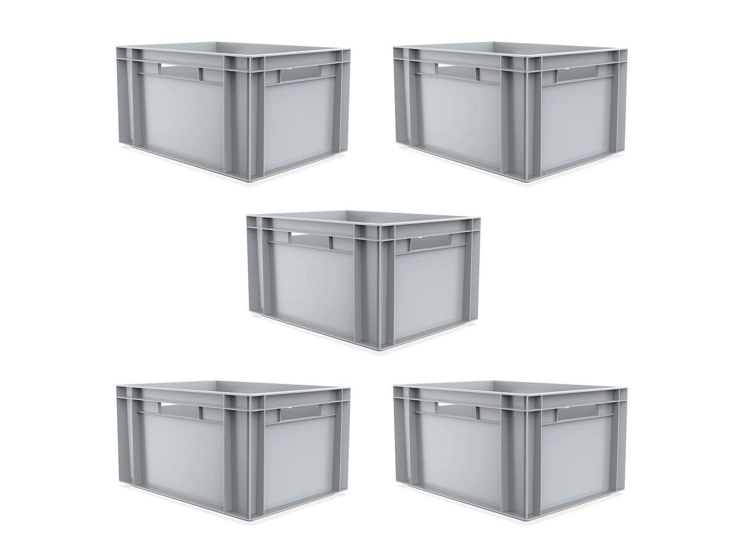 5x 20 Litre Stacking Storage Box, Heavy Duty Euro Container