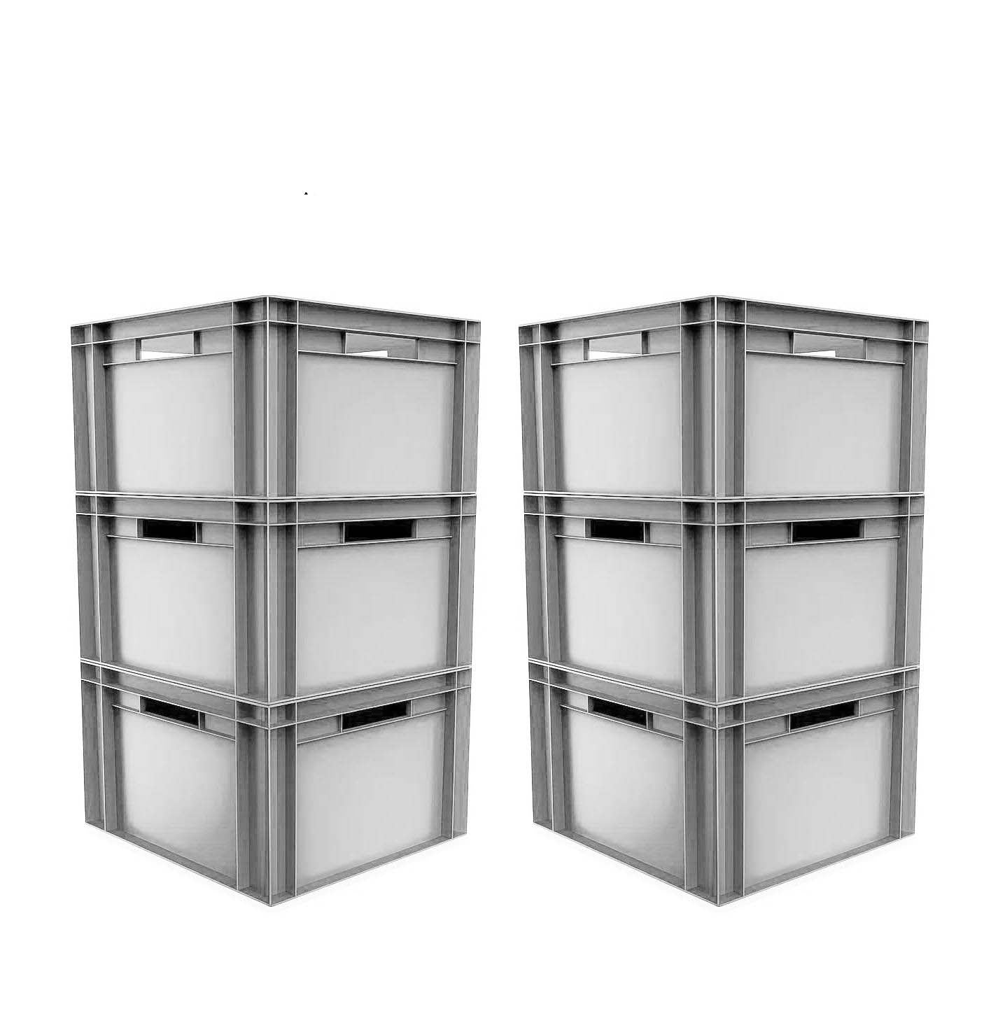 6x 20 Litre Stacking Storage Box, Heavy Duty Euro Container