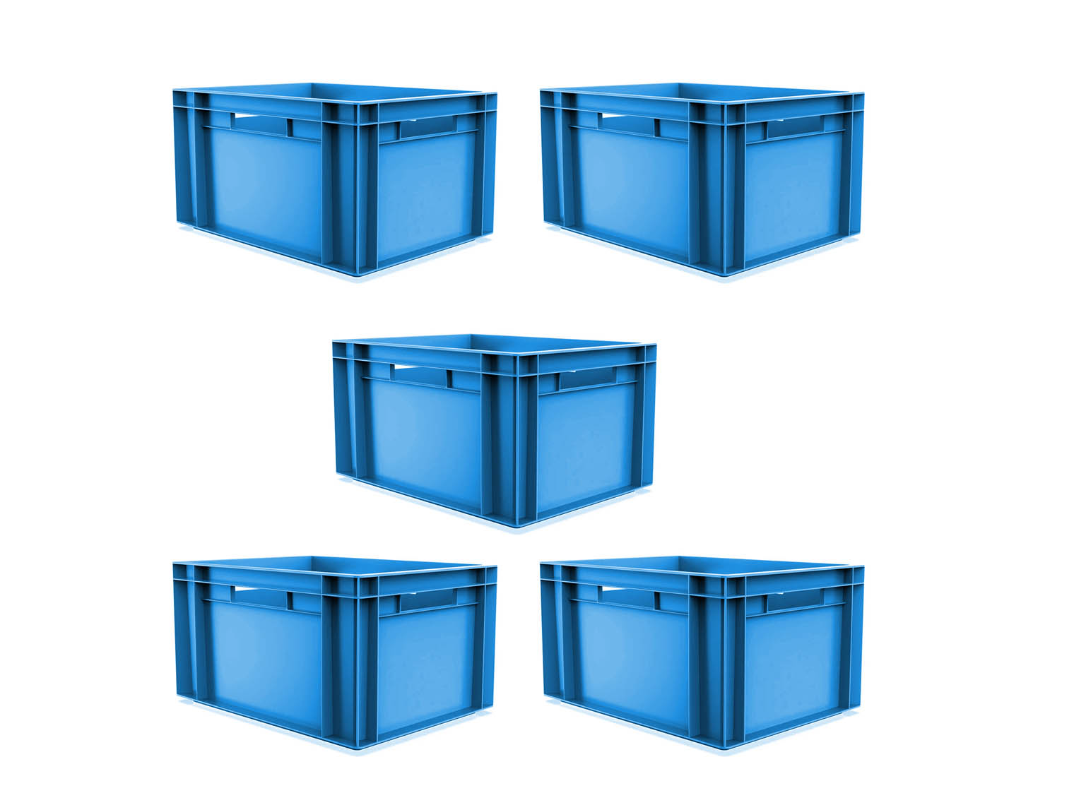5x 20 Litre Stacking Storage Box, Heavy Duty Euro Container