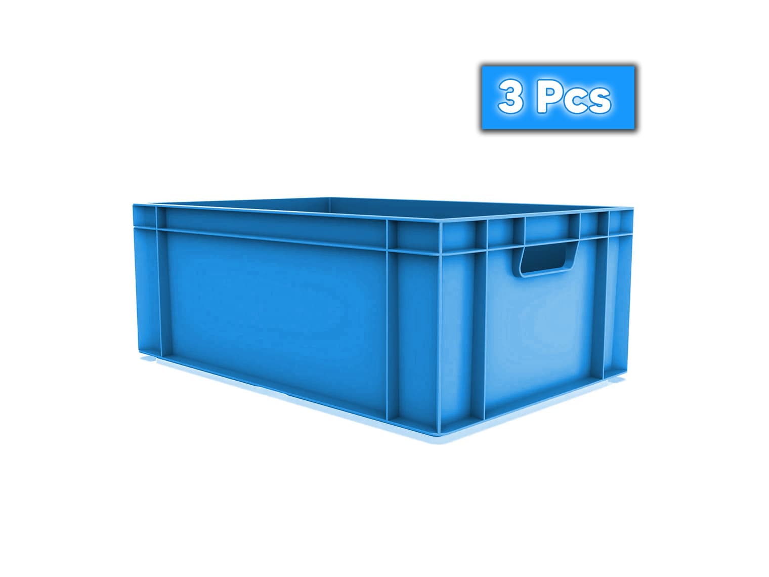 3x 45 Litre Stacking Storage Box, Heavy Duty Plastic Container,  600x400x230(h) mm