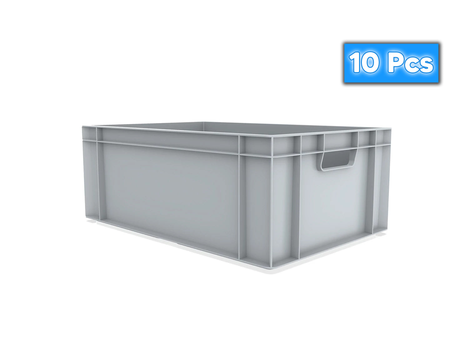 10x 45 Litre Stacking Storage Box, Heavy Duty Plastic Container,  600x400x230(h)