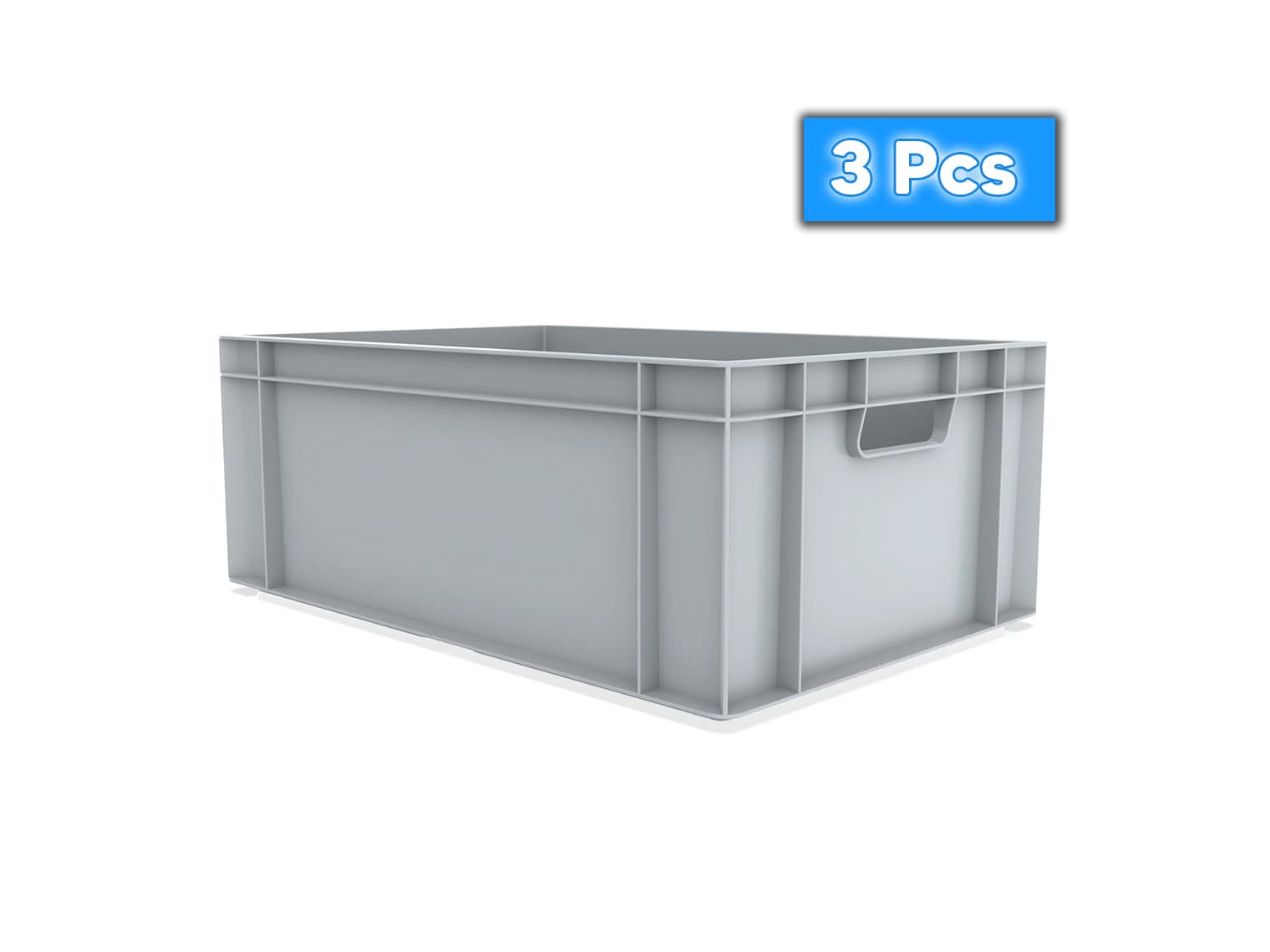 3x 45 Litre Stacking Storage Box, Heavy Duty Plastic Container,  600x400x230(h) mm