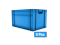3x 66 Litre Stacking Storage Box, Heavy Duty Plastic Container Box, 600x400x340(h)mm