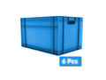 6x 66 Litre Stacking Storage Box, Heavy Duty Plastic Container Box, 600x400x340(h)mm