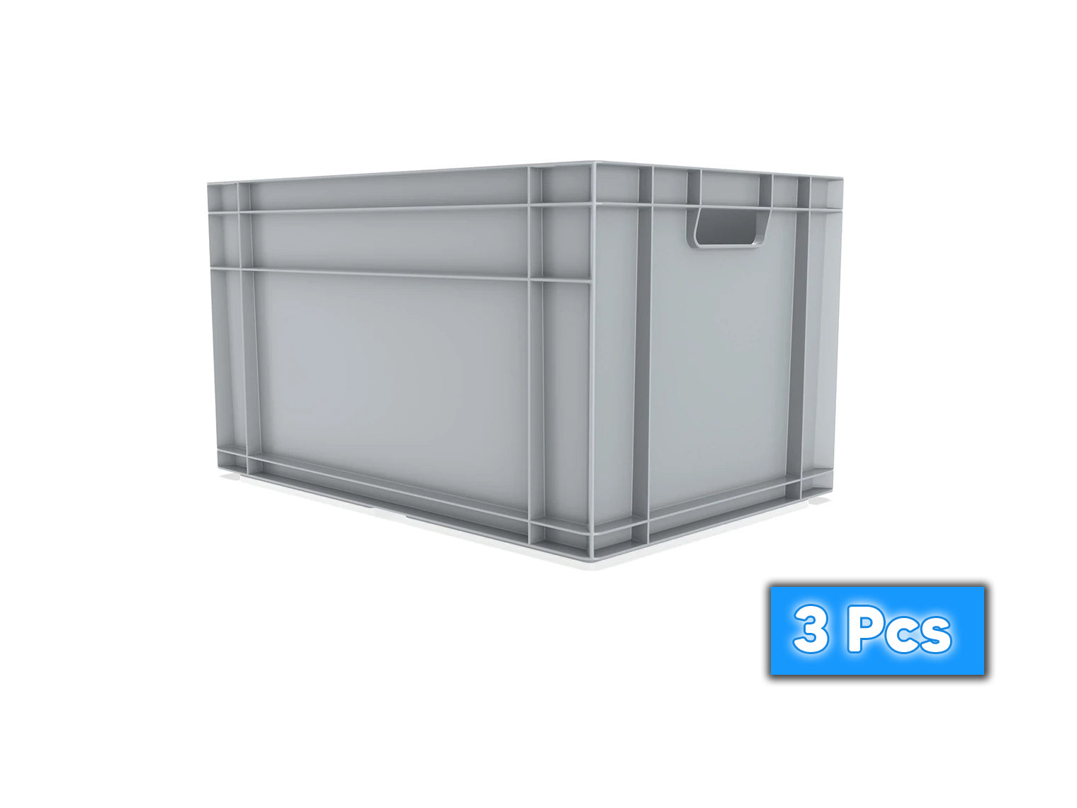 3x 66 Litre Stacking Storage Box, Heavy Duty Plastic Container Box, 600x400x340(h)mm