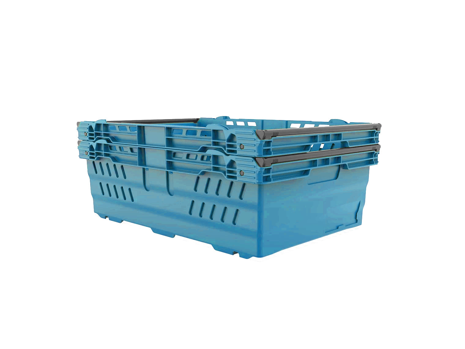 35L Bale Arm Crate, Nesting Ventilated Plastic Basket, Stacking Supermarket & Storage Crate