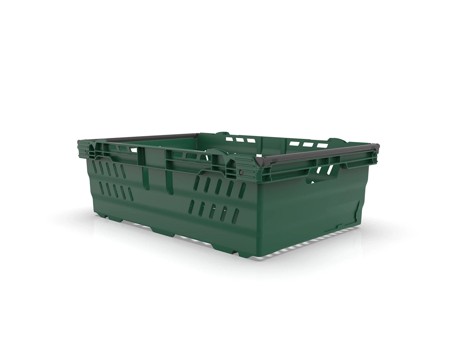 35L Bale Arm Crate, Nesting Ventilated Plastic Basket, Stacking Supermarket & Storage Crate