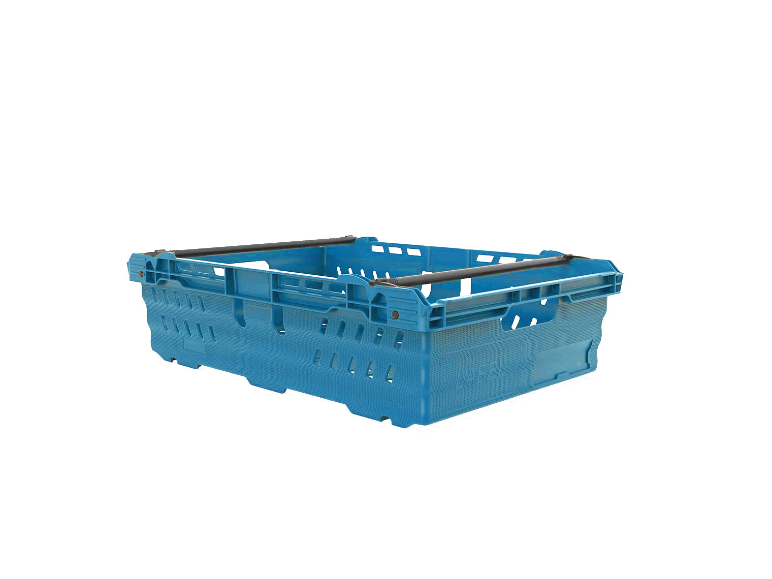 30L Bale Arm Crate, Nesting Ventilated Plastic Basket, Stacking Supermarket & Storage Crate