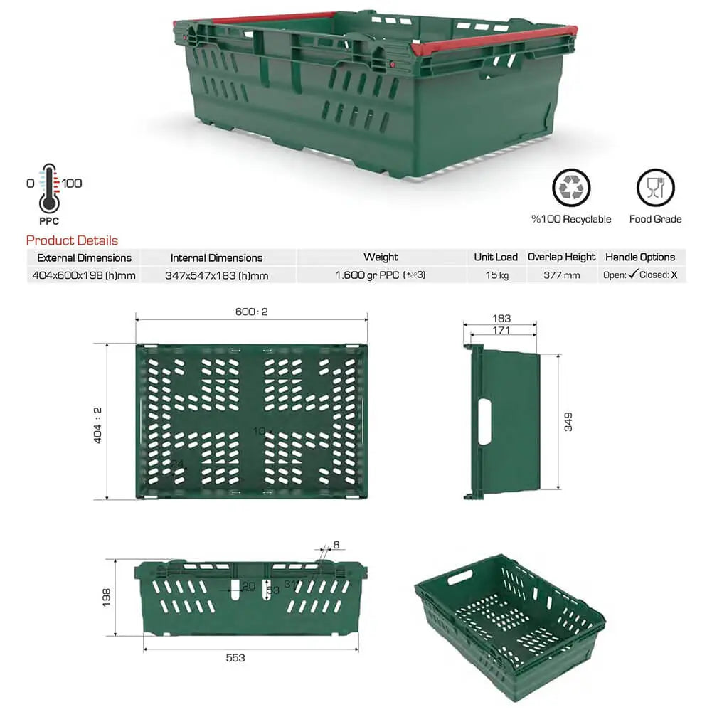 35 Litre Bale Arm Crate, Dimensions